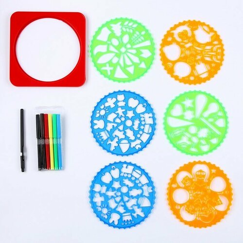 Трафареты Фигуры набор 6 шт 6 шт фломастеров ручка бумага 1059₽