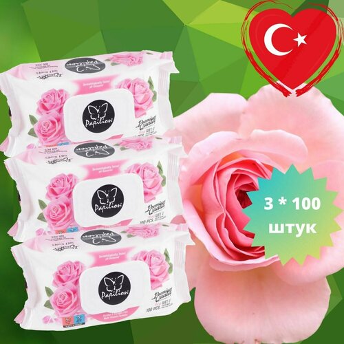 Влажные салфетки Papilion 3х100, роза.