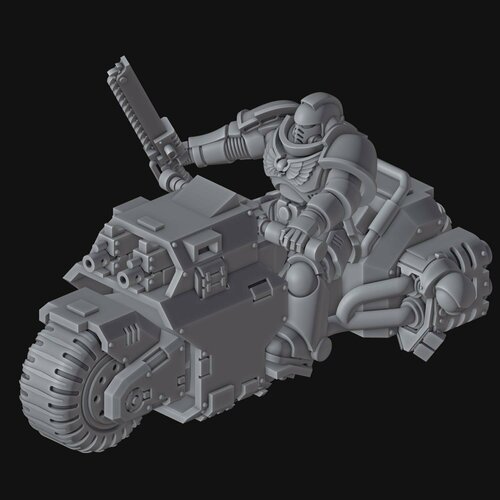 Warhammer 40K Миниатюра Мотоциклист космодесанта - 35 мм Вархаммер 40000