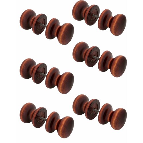 Ручка-кнопка, дерево (Подольск) БТ2 тёмная, матовый лак (комплект 6 штук)