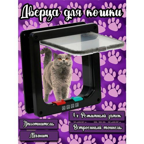 Дверца для животных Размер люка 16Х15,5 / Цвет: Черный / Котоход
