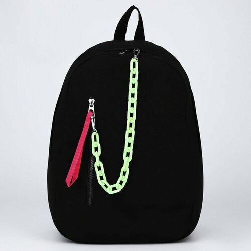 Рюкзак текстильный с карманом, черный, 45*30*15 см