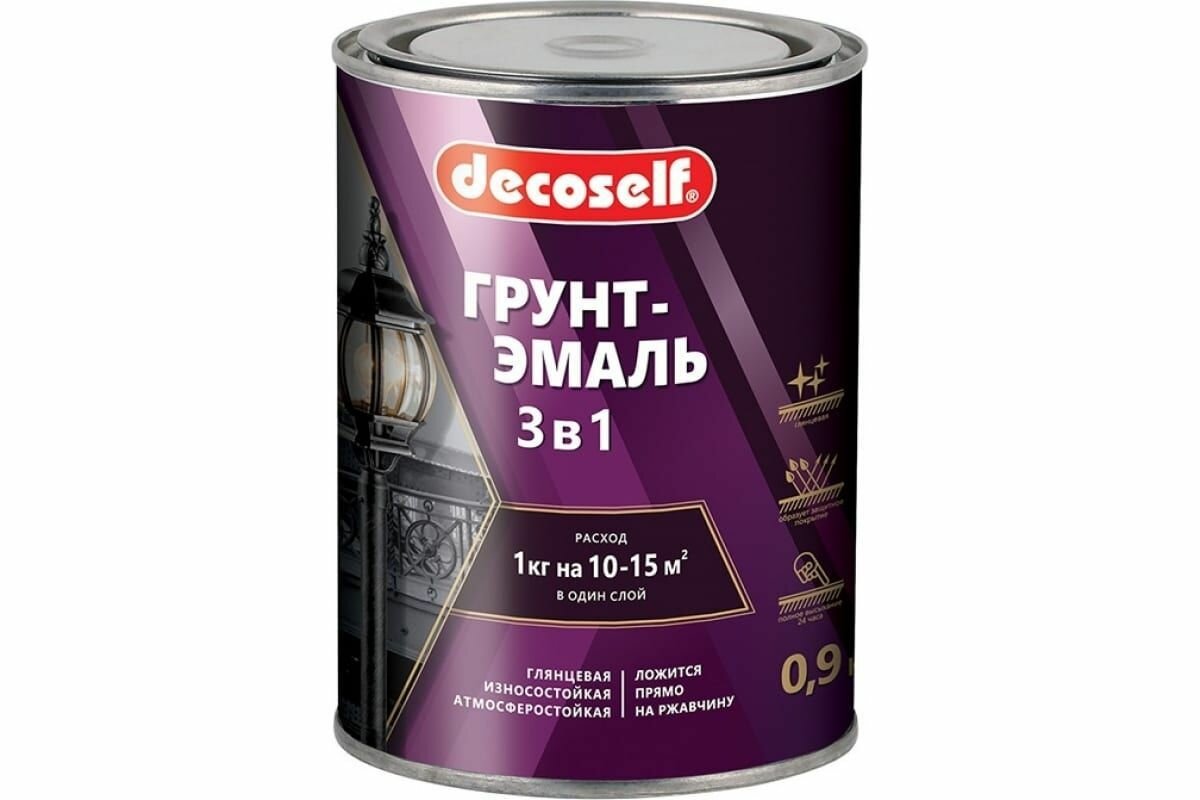 Пуфас Грунт-эмаль 3 в 1 серая (мат.) Decoself (0,9кг)