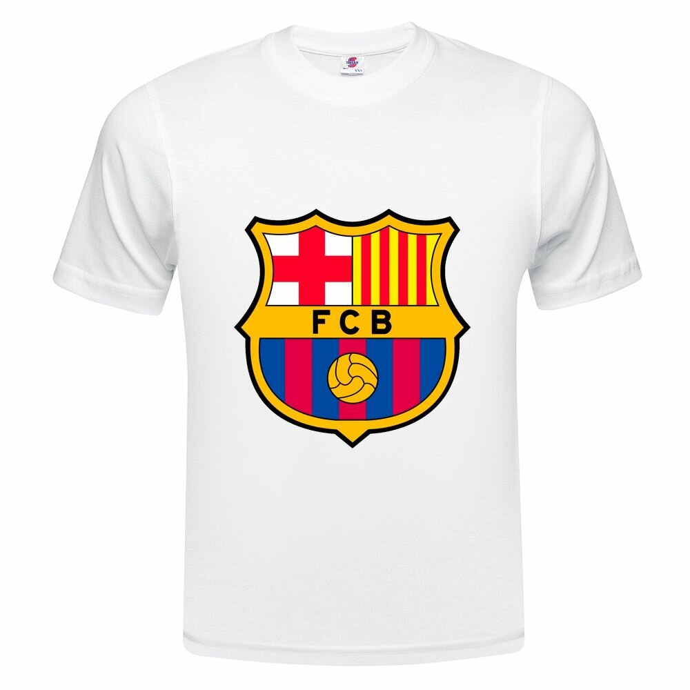 Футболка  Детская футболка ONEQ 146 (11-12) размер с принтом Барселона, белая