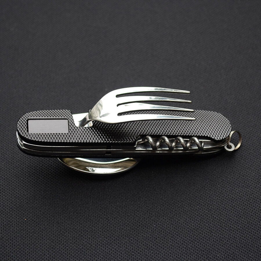 Походный мультитул Hb-H, складной, нержавеющая сталь, 6 в 1, черный