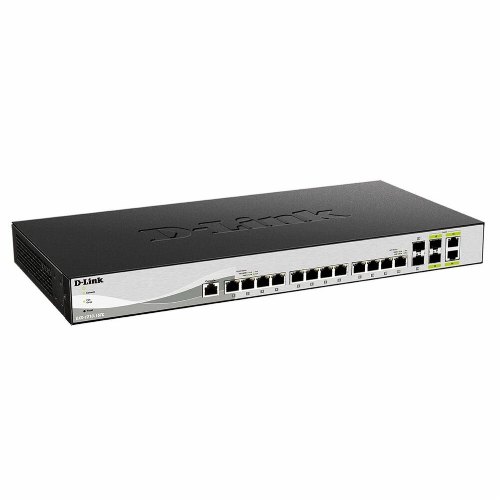 Коммутатор D-Link DXS-1210-16TC/A3A, PROJ L2+ Smart Switch with 12 10GBase-T ports and 2 10GBase-T/SFP+ combo-ports and 2 10GBase-X SFP+ ports.16K Mac address, 240Gbps switching capacity, 802.3x Flow Control, 8 (DXS-1210-16TC/A3A)