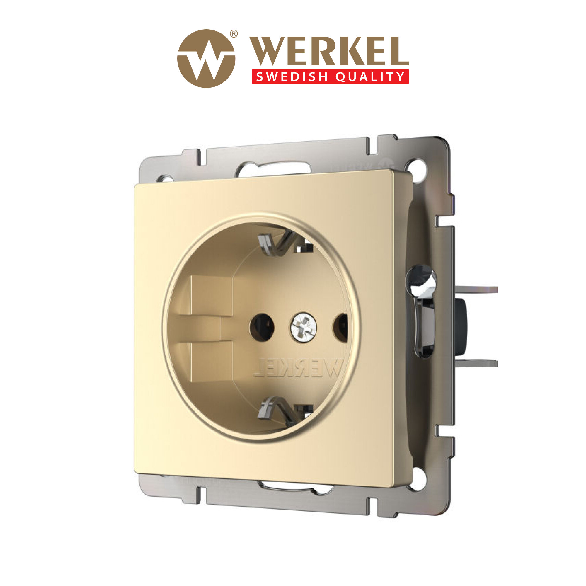 Розетка с заземлением и шторками Werkel W1171111 шампань IP31
