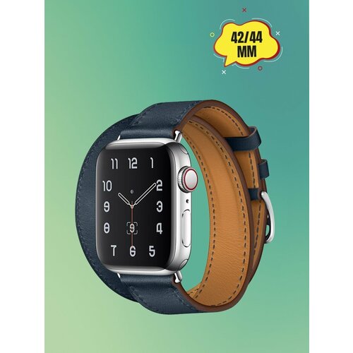 Кожаный ремешок Apple Watch 42-44-45 мм кожаный крокодиловый ремешок с металлическим коннектором для apple watch размер 42 44 45 мм светло коричневый