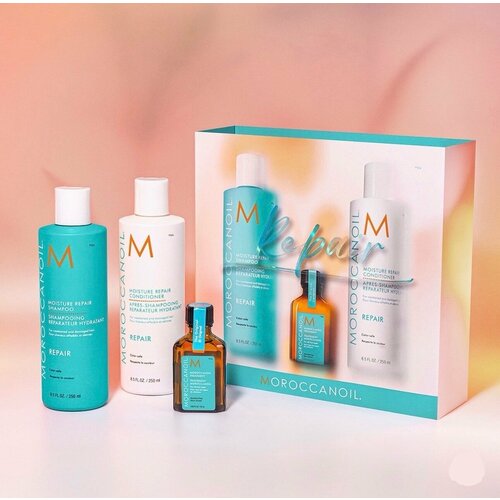 Весенний набор для восстановления волос REPAIR Moroccanoil мини набор весенний light moroccanoil с косметичкой