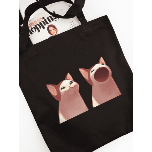 Сумка шоппер , фактура гладкая, черный, коричневый