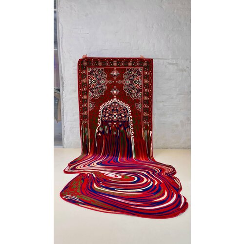 Ковёр дизайнерский джут на стену для гостиной 2x3 метра, красный стиль Фаиг Ахмед