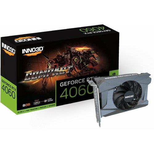 Видеокарта INNO3D RTX4060 COMPACT 8GB GDDR6 128-bit DPx3 HDMI 1FAN RTL 13467000₽