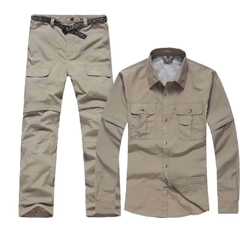 NUONEKO Походный костюм мужской быстросохнущий XXXL Khaki Suits