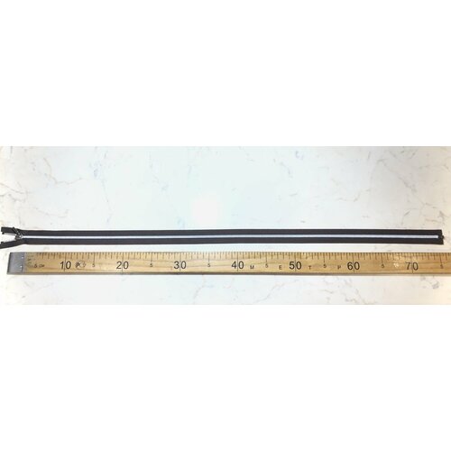 Молния пластик спиральная разъёмная коричневая основахром-звено бегунок с логотипом на язычке Max Mara - Италия оригинал Т4 - 76см 1зам 1шт 450₽