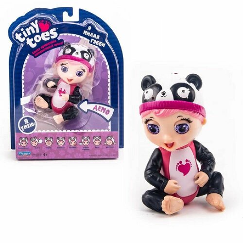 Интерактивная игрушка кукла Пандочка Tiny Toes с функциями для девочек, реагирует на прикосновения, 6 датчиков