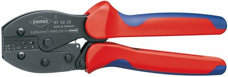 фото Пресс-клещи KNIPEX PreciForce, 5 гнёзд, контактные гильзы DIN 46228 1+4, 0.25-6.0 кв. мм, длина 220 мм