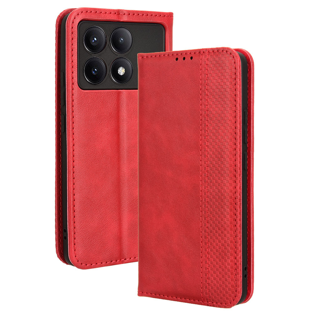 фото Чехол книжка для Poco X6 Pro (5G) с магнитом и отделением под карты / Поко Х6 Про 5G (коричневая)