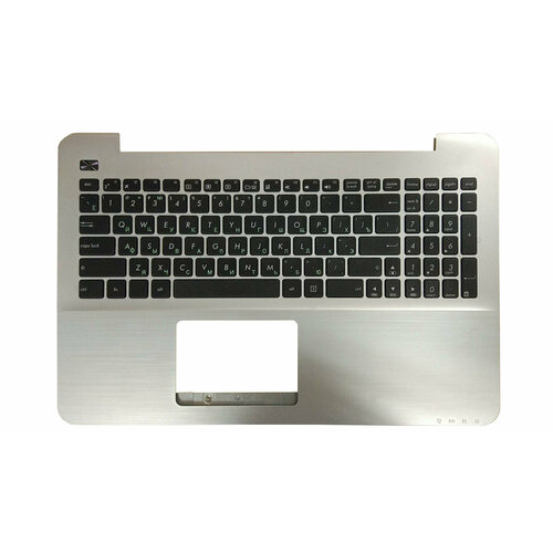 Клавиатура (топ-панель) для ноутбука Asus X555, X555L, X555LD черная с серебристым топкейсом