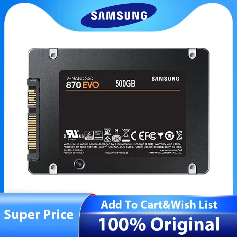 Оригинальный SAMSUNG 2,5 ''SATAIII SSD 870 Evo 1 ТБ 500 Гб 250 ГБ Внутренний твердотельный накопитель 2 ТБ 4 ТБ накопитель для ноутбука или настольного компьютера, 2TB