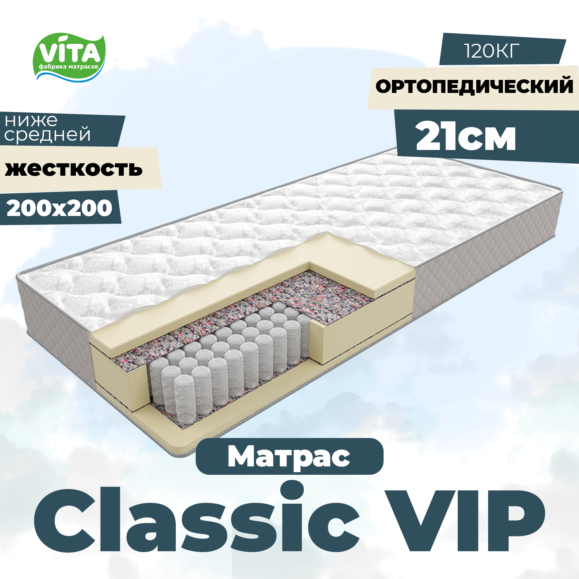 Матрас VITA Classic VIP PS 500 (200х200)