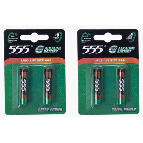 Элементы питания 555 AAA LR03 алкалиновые, 2 шт, 2 уп