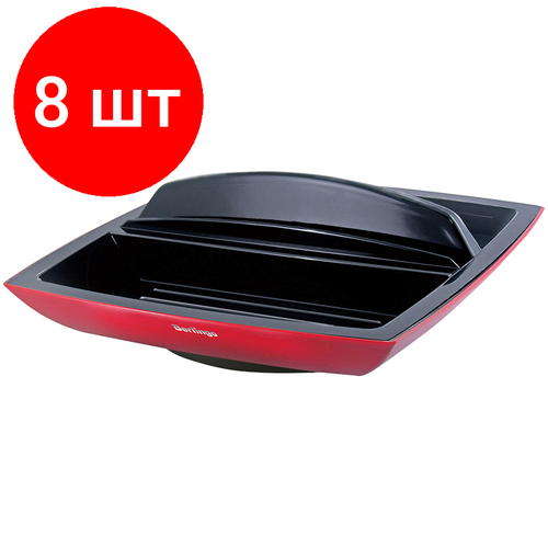 Комплект 8 шт, Настольная подставка Berlingo "Supertwist", пластиковая, вращающаяся, черный/красный