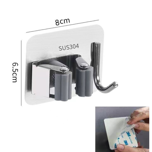 Держатель для швабр настенный с крючком ForAver металлический, 1шт, на скотче