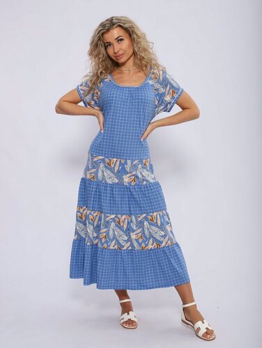 Изображение товара Платье 562/голубой/белый/клетка "Инсар Текстиль"