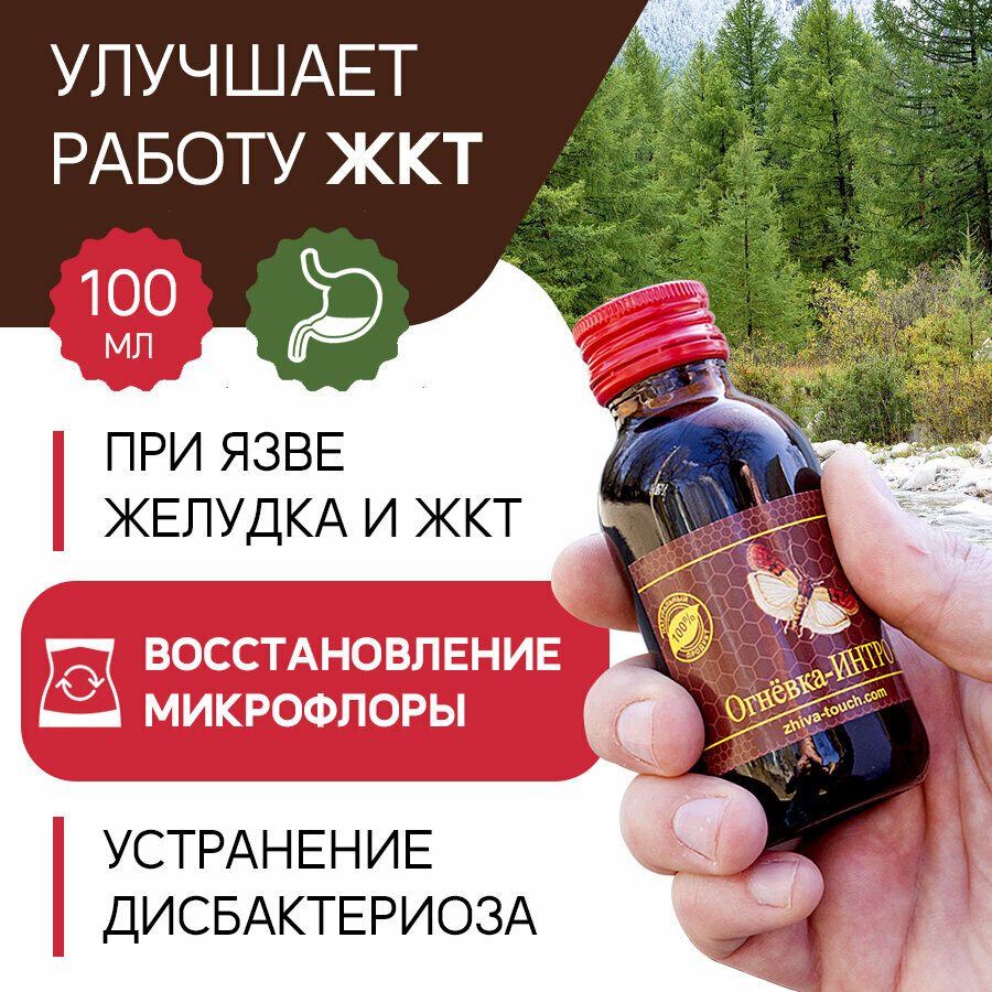 Картинки Настойка Огневка - Интро комплекс для желудочно-кишечного тракта, улучшения пищеварения, очищение ЖКТ 100 мл.