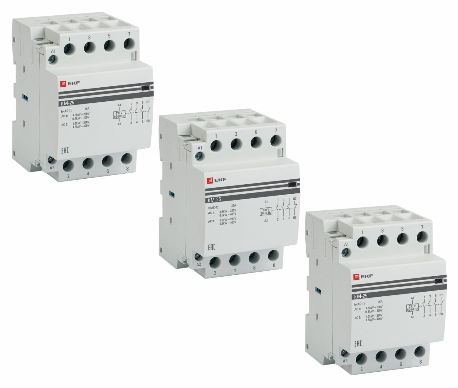 фото Модульный контактор EKF КМ 25А 3NО+NC (3 мод.) PROxima 25А