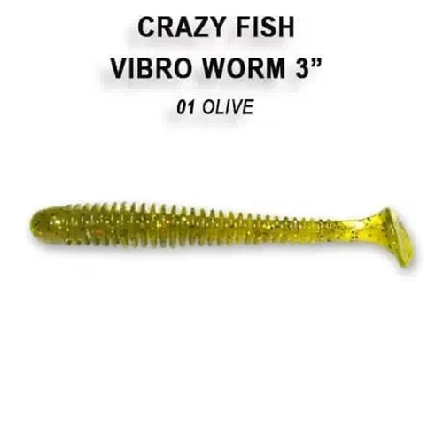 Силиконовая приманка мягкая съедобная Crazy Fish Vibro Worm 3