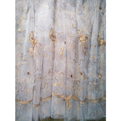 Тюль органза для гостиной и кухни с вышивкой на отрез