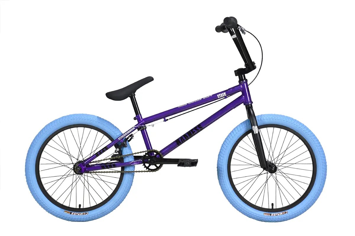 Велосипед Stark Madness BMX 4 2024, серо-фиолетовый/черный/синий