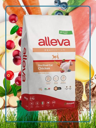 Изображение товара Alleva Equilibrium Chicken Sterilized Cat сухой корм для взрослых стерилизованных кошек с курицей - 5 кг