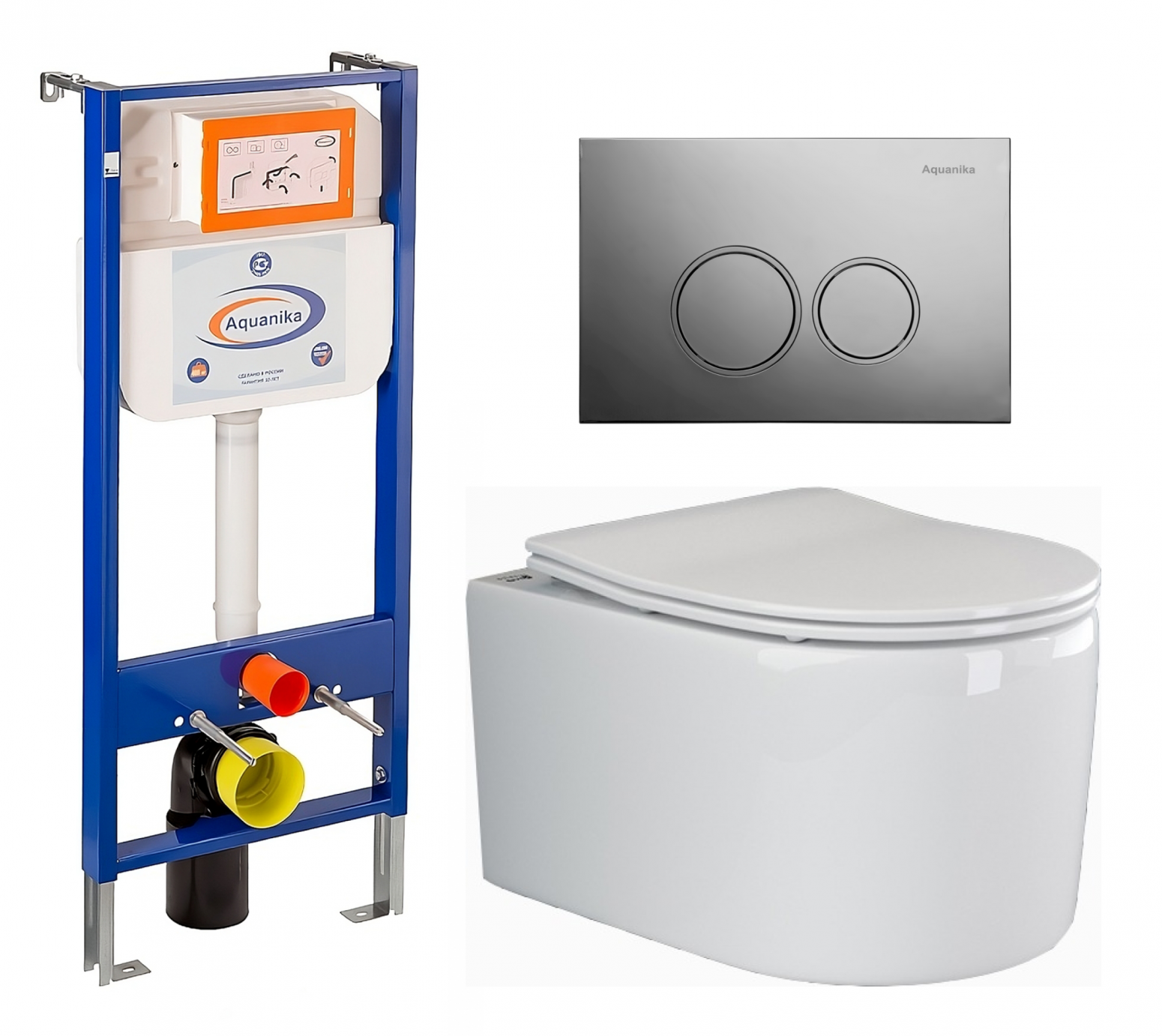 Комплект 3 в 1 инсталляция Enio Aquanika + Унитаз подвесной Ceramica Nova Moments CN3003 + кнопка хром круглая
