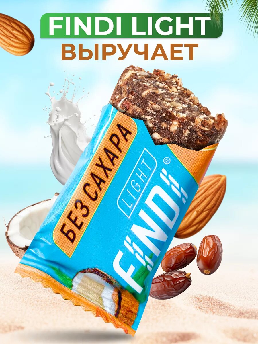 Картинки Полезные конфеты без сахара FINDI с кокосом, миндалем и финиками