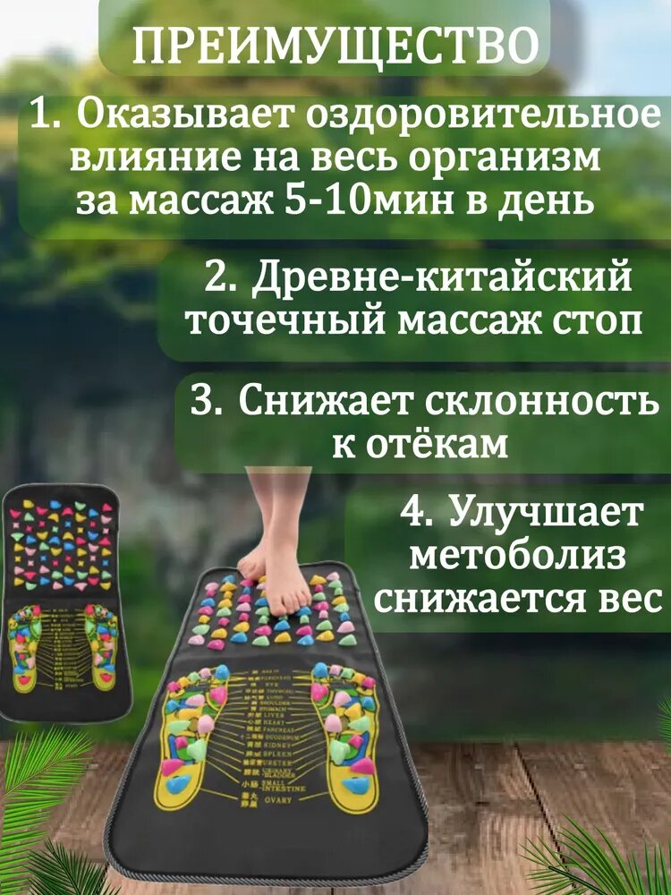 Картинки Коврик массажный ортопедический с камнями / Дорожка массажная для ног "морские камни" 170х35 см