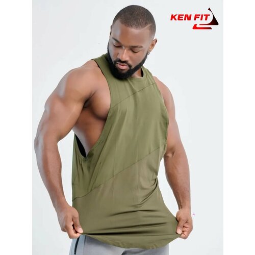 фото Майка спортивная ken fit, 1 шт., размер xxl, темно-зеленый