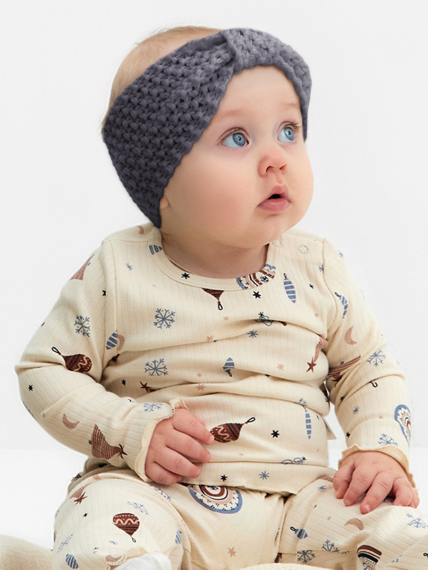 Повязка вязаная для девочки Крошка Я, р-р 17 см, серый, 10532139