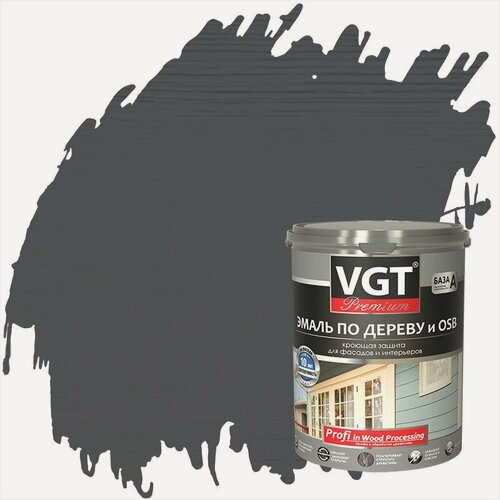 Изображение товара Эмаль по дереву и OSB VGT Premium полуматовая (1кг) графитовый RAL7024
