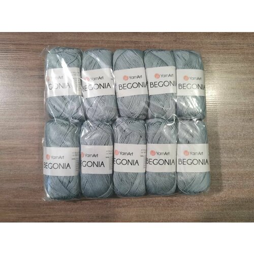 Пряжа Бегония (Begonia Yarnart) упаковка 10 мотков 50 г. 169 м. 100% мерсеризованный хлопок цвет 5326 серый
