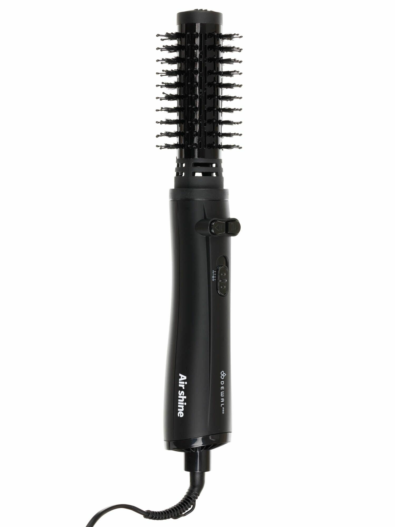 DEWAL PRO Фен-щетка, черная, 1200 Вт, 2 насадки — фото 1