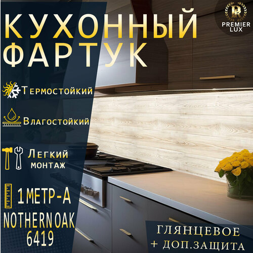 Фартук кухонный на стену, Дуб Северный 6419, Стеновые панели, Декор для кухни, Кухонный фартук 1000x600, 1 м A, Глянцевый