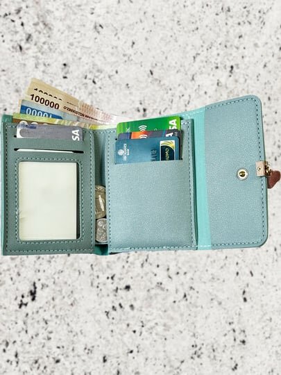 Кошелек , фактура гладкая, голубой, — фото 1