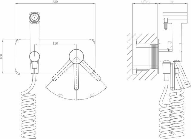 Гигиенический душ для биде встраиваемый a-five Lotus D35 белый (А5-0743) — фото 1