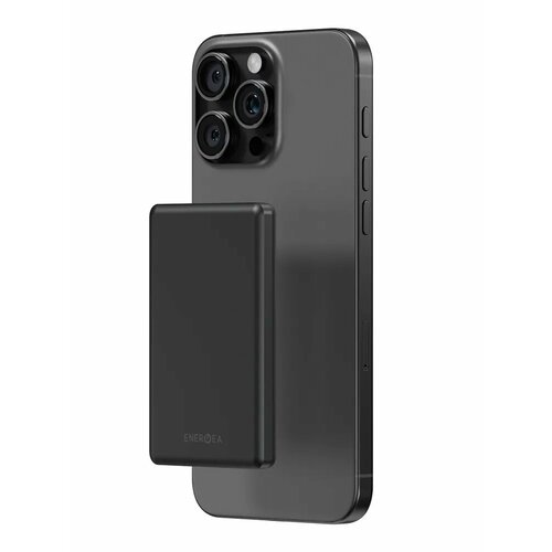Ульратонкий внешний аккумулятор Magsafe EnergEA Alupac Mini 5K, 5000Mah - черный (Gunmetal Black)