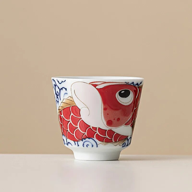 Китайская винтажная фарфоровая чашка с рыбой-драконом RI ONIY TEASET