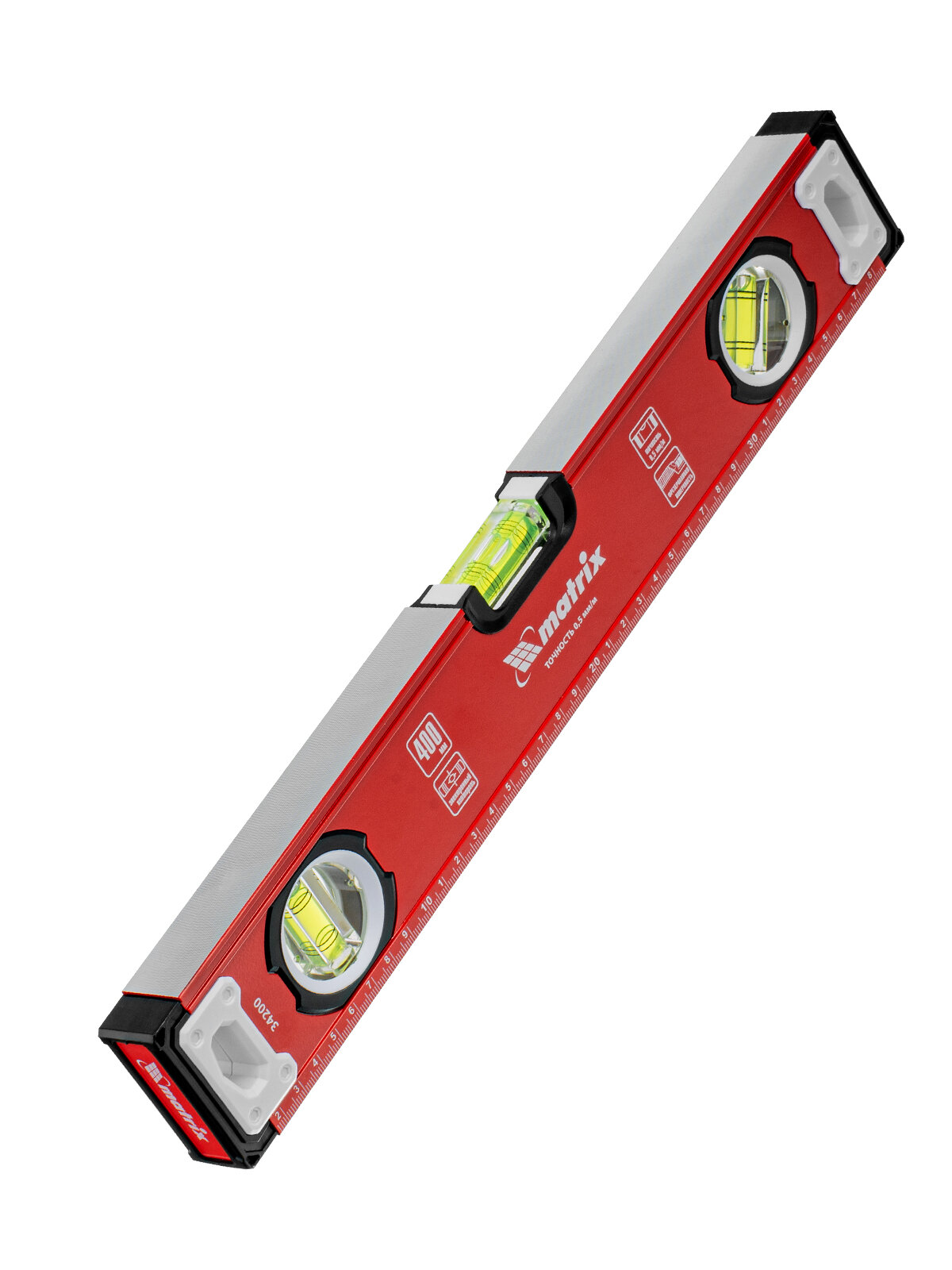 Уровень алюминиевый Matrix фрезерованный 3 глазка 400 мм 34200