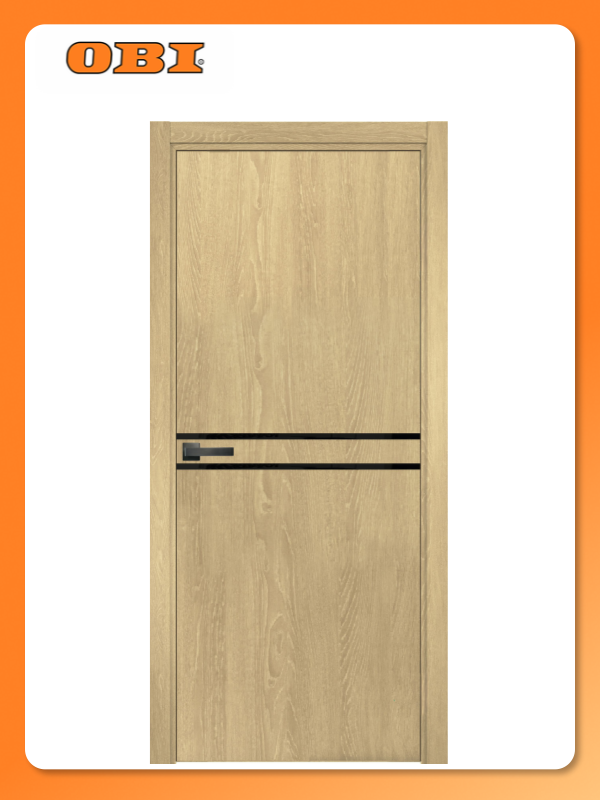 Дверное полотно глухое берген (18-1) 200x80 см ПВХ чёрный/дуб янтарный