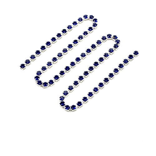 ЦС005СЦ3 Стразовые цепочки (серебро), сапфир, размер 3 мм, 30 см/упак каталог хрустальные грани цс006сц3 стразовые цепочки серебро цвет розовый размер 3 мм 30 см упак